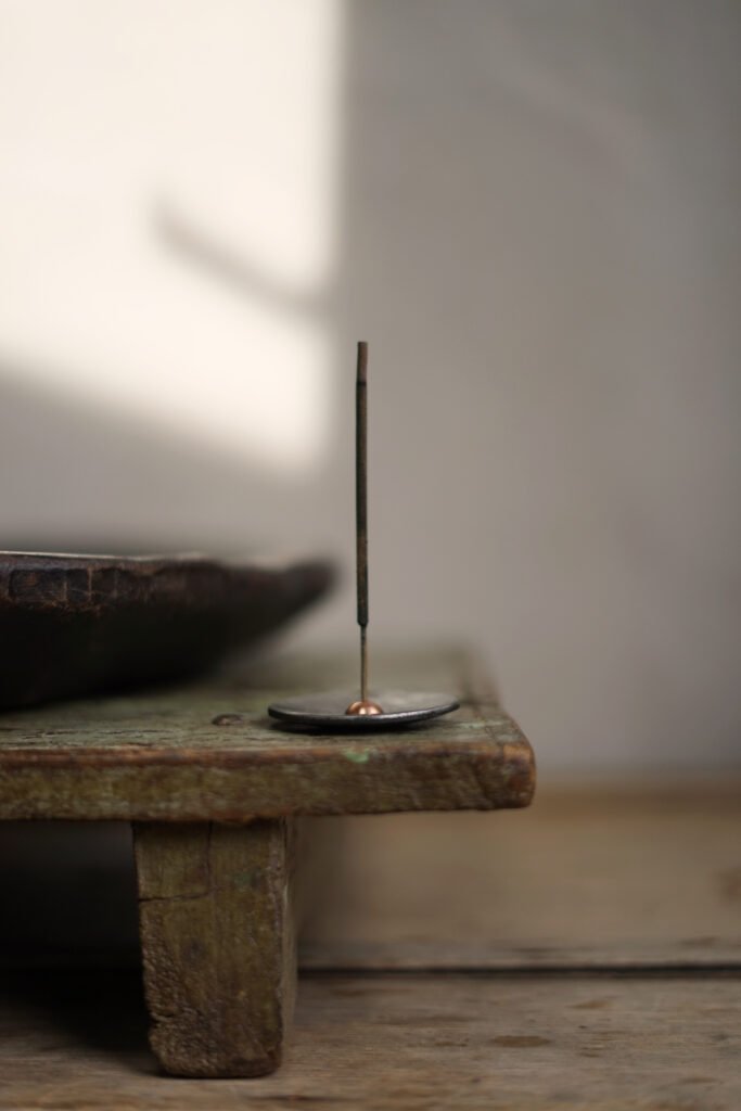 Copper and steel incense holder