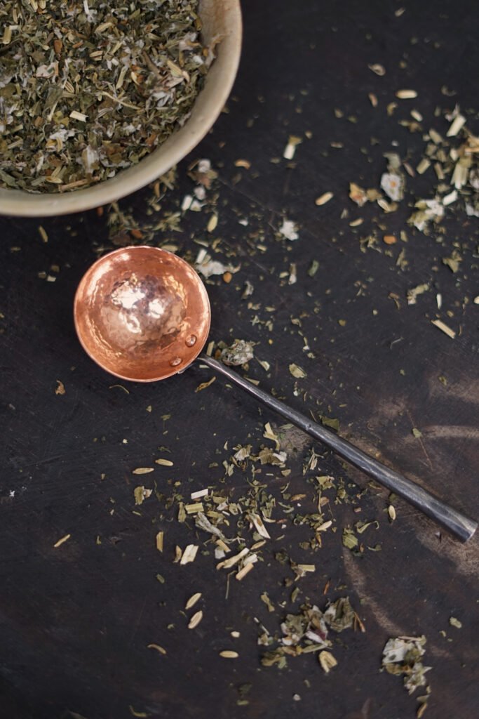 Copper and stainless steel scoop